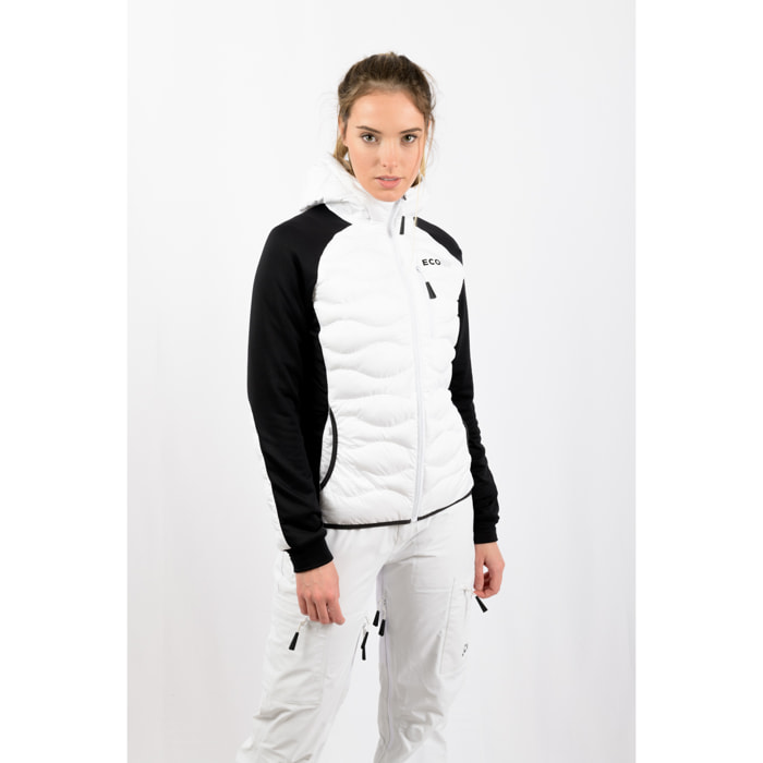 Chaqueta para mujer ECOON ECOActive Hybrid Insulated Jacket with cap Women - Blanco / Negro