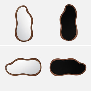 Miroir organique AUSTIN en bois d'hévéa. couleur noyer. 70 cm