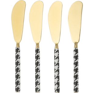 J-Line couvert Pied-Poule - acier - or - boîte de 4