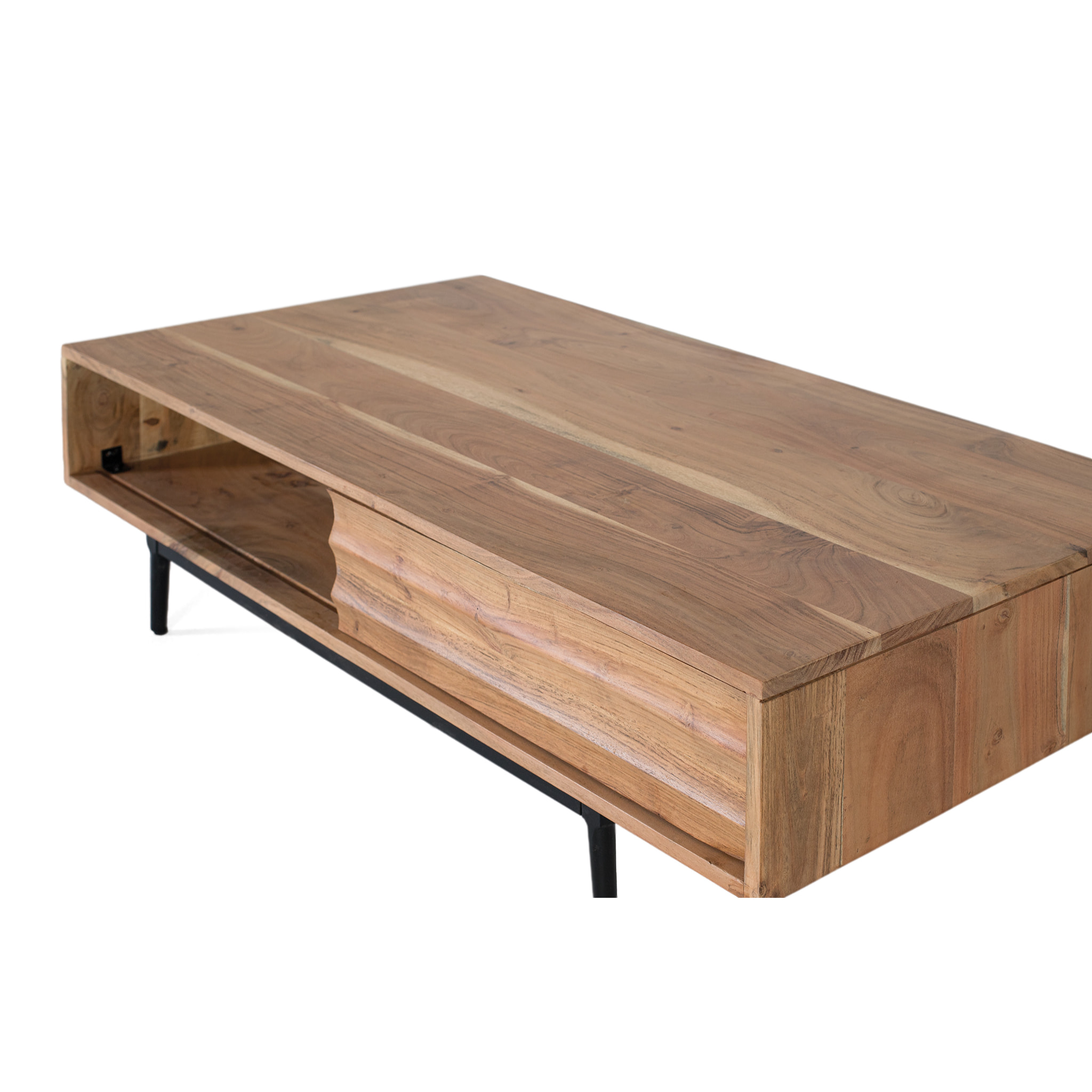 Table Basse en Bois d’Acacia 120 cm Style Rustique Moderne