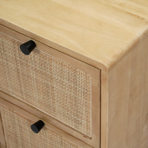 Table de chevet Lucca -bois massif de manguier et rotin-couleur catuai 52 x 53 x 40 cm