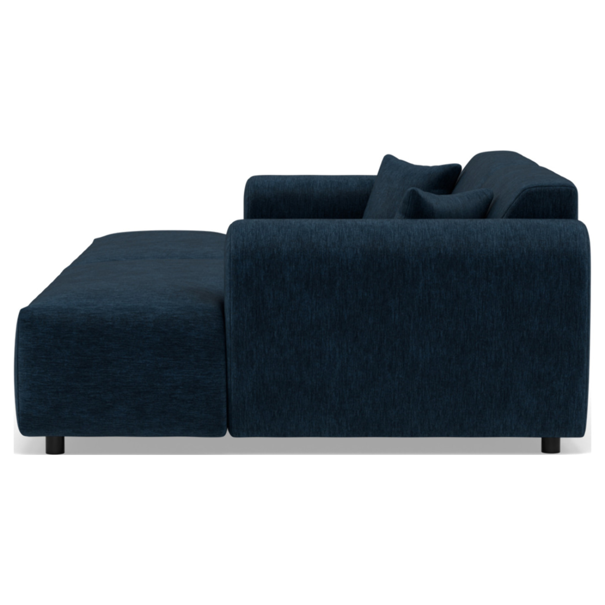 Aumance - canapé droit 4 places avec double méridienne assise profonde en velours texturé - Bleu