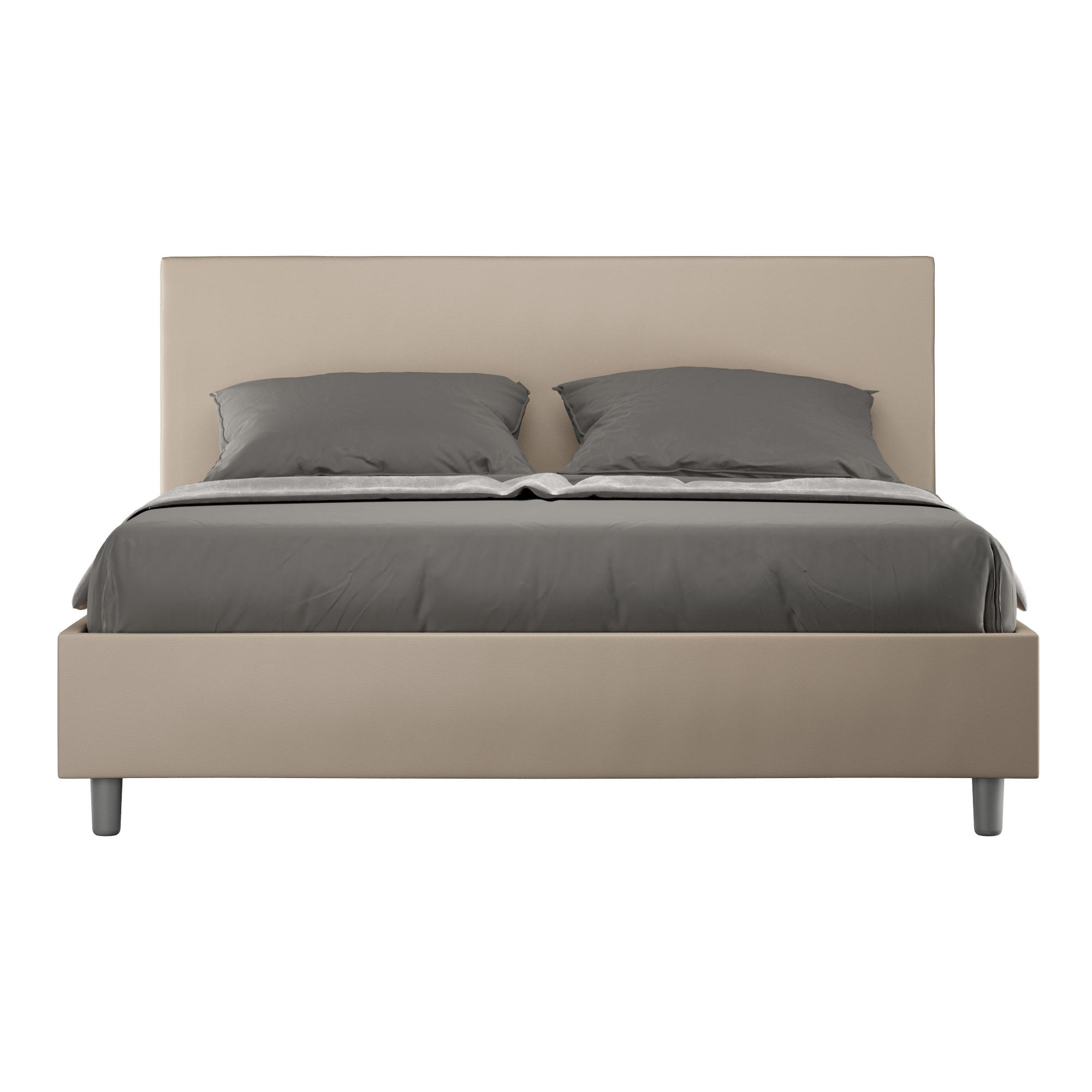 Letto matrimoniale con rete imbottito 160x190 similpelle tortora Adele