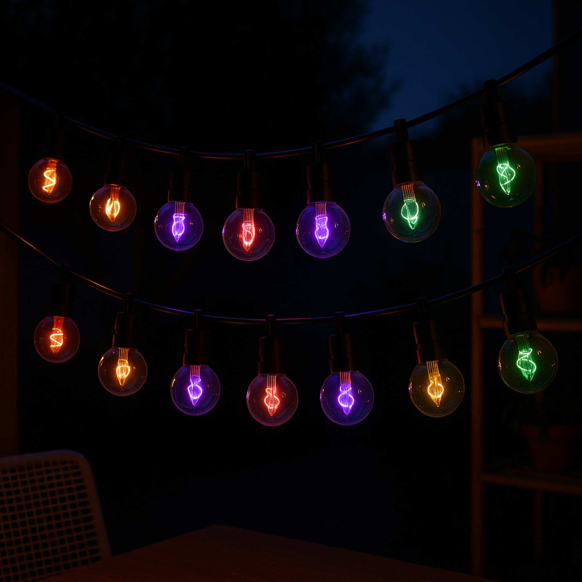 Guirnalda multicolor con luces de bola g80 - temporizador incluido 95x8x11cm