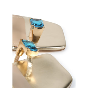 Sandali metallizzati anello gioiello