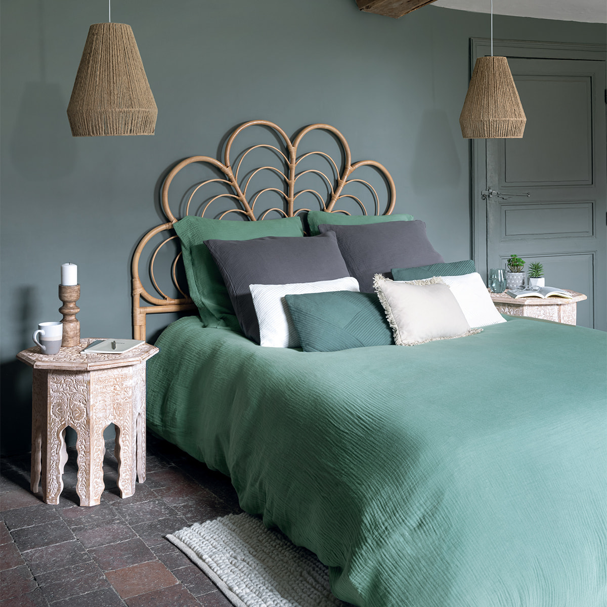 Tête de lit "Aoni" - rotin 140x161 cm