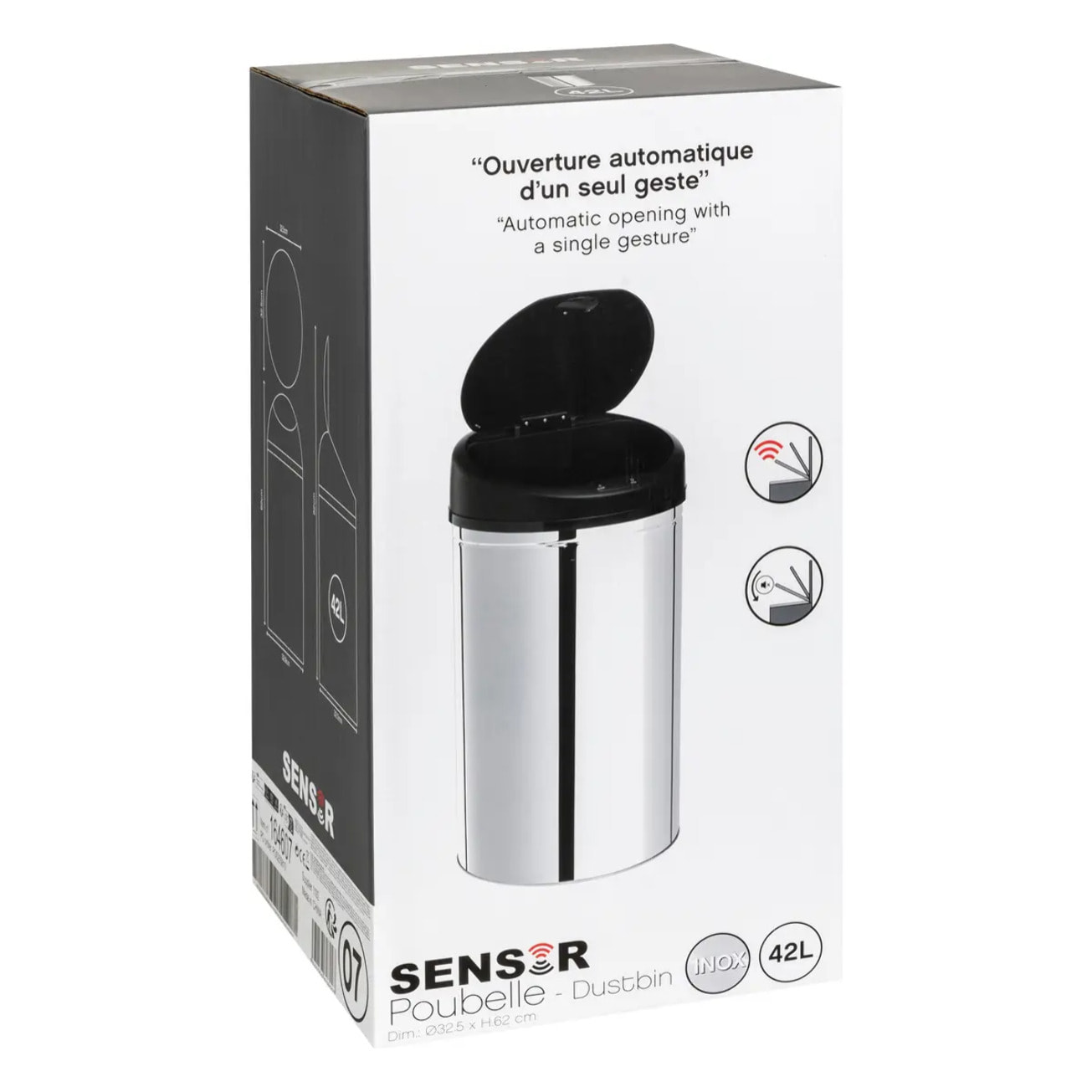 Poubelle automatique 42L Inox Sensor