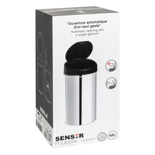 Poubelle automatique 42L Inox Sensor