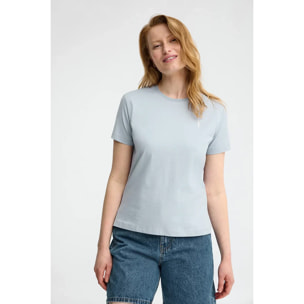Camiseta azul claro de manga corta y cuello redondo con bordado Rigby Go