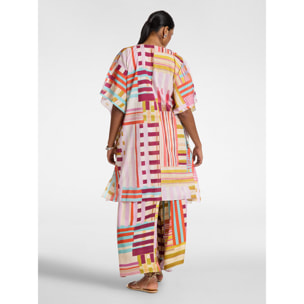 Elena Mirò - Poncho in mussola di cotone stampato - Rosa