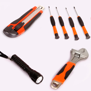 Juego de herramientas doméstico para electricista con maletín de transporte y 35 piezas.