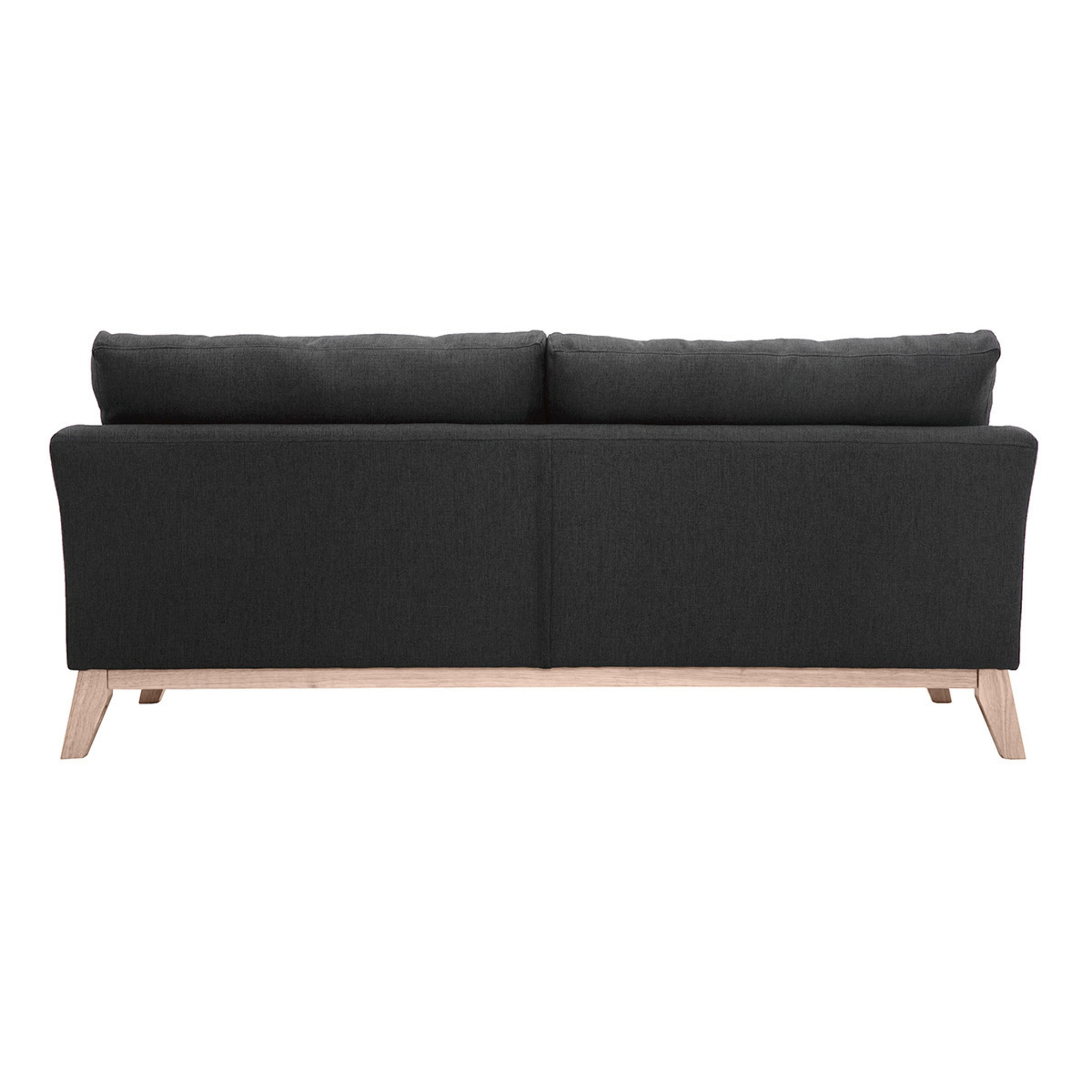Canapé scandinave déhoussable 3 places en tissu gris foncé et bois clair OSLO