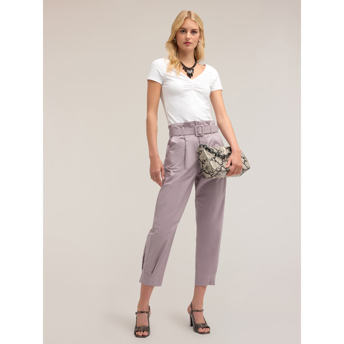 Motivi - T-shirt con arricci - Bianco