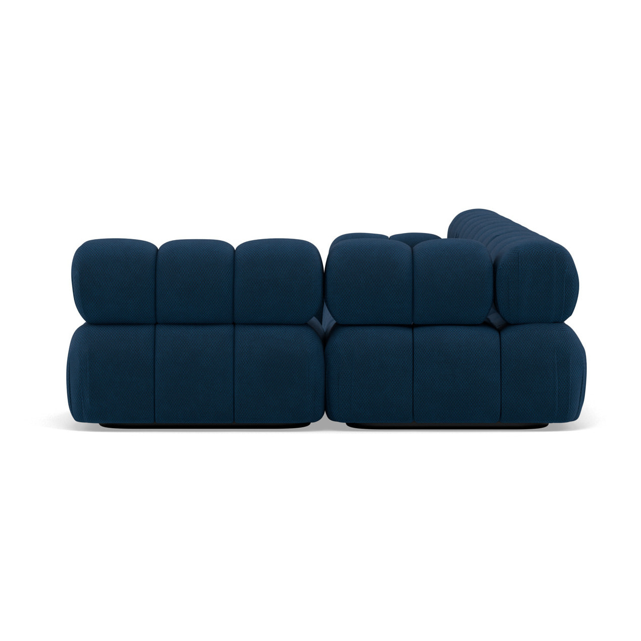 Ruby - canapé panoramique modulable d'angle droit 7 places en velours texturé - Bleu