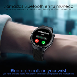 Smartwatch Watch 4 Pro con llamadas Bluetooth, dos correas (metal y cuero), modos de deporte, monitoreo de salud y corona multifunción