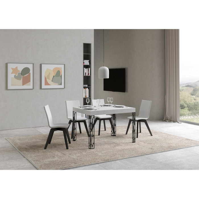 Table extensible 80x120/204 cm Ghibli Frêne Blanc cadre Anthracite