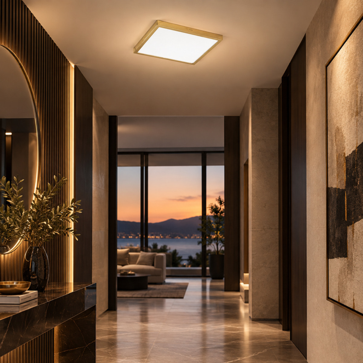 Plafoniera quadrata LED con vetro satinato 13 W 2700 K IP20