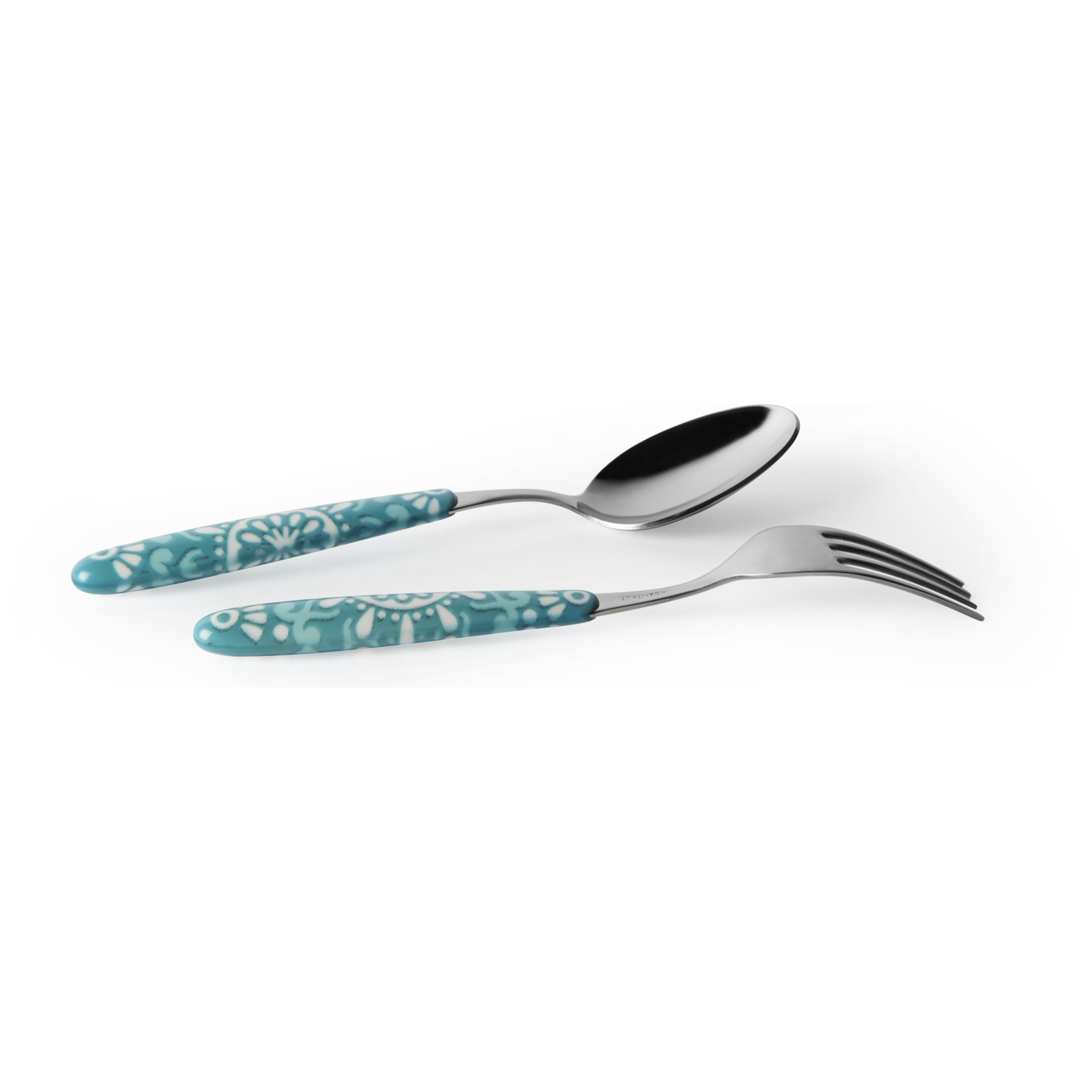 Set 24 Posate, 6 Cucchiai, 6 Forchette, 6 Coltelli, 6 Cucchiaini Excelsa- Mandala, Acciaio Blu