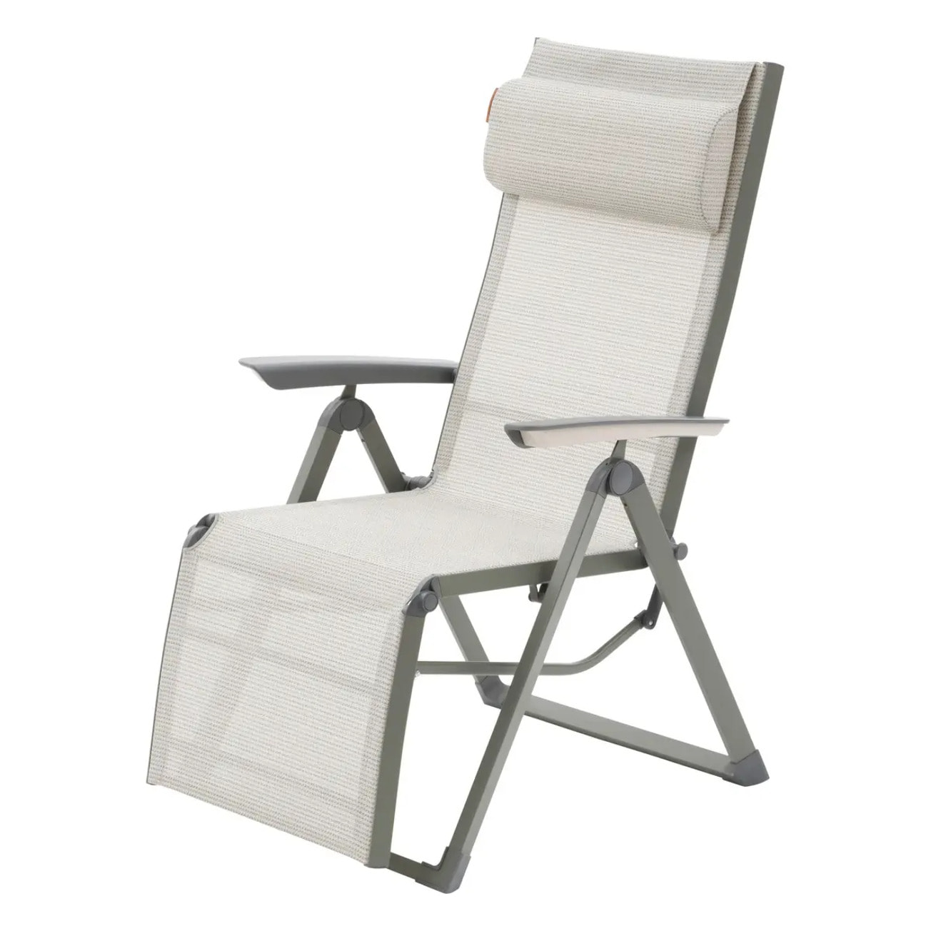 Fauteuil de jardin inclinable "Decima" vert olive & vert laurier 8 positions en aluminium et texaline
