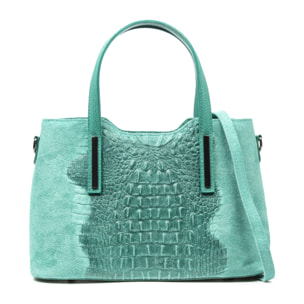 Fiesole bolso tote Mujer. Piel auténtica Gamuza Grabado Cocodrilo.