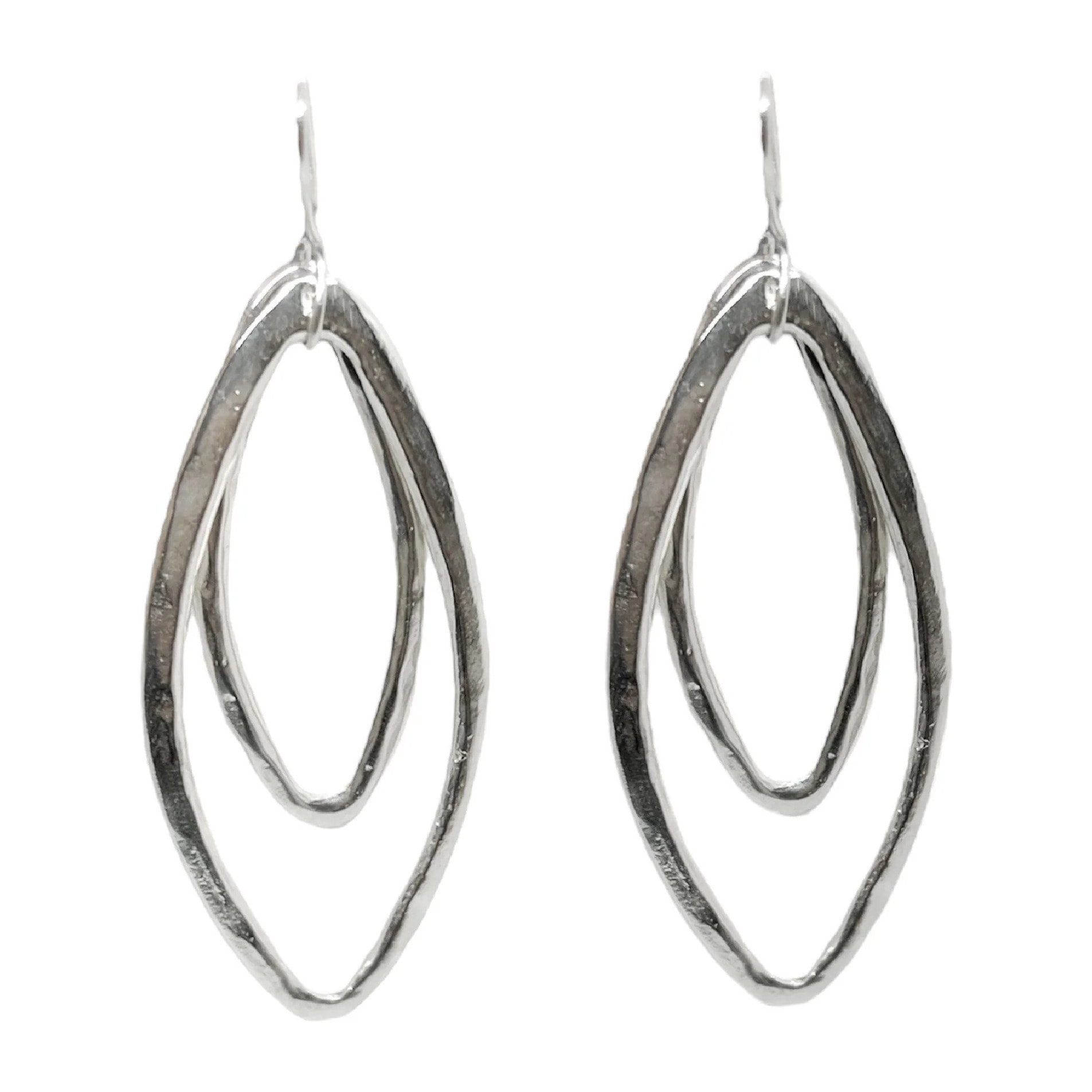 Pediente doble rombo gancho plata