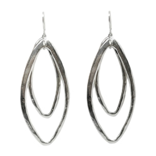 Pediente doble rombo gancho plata