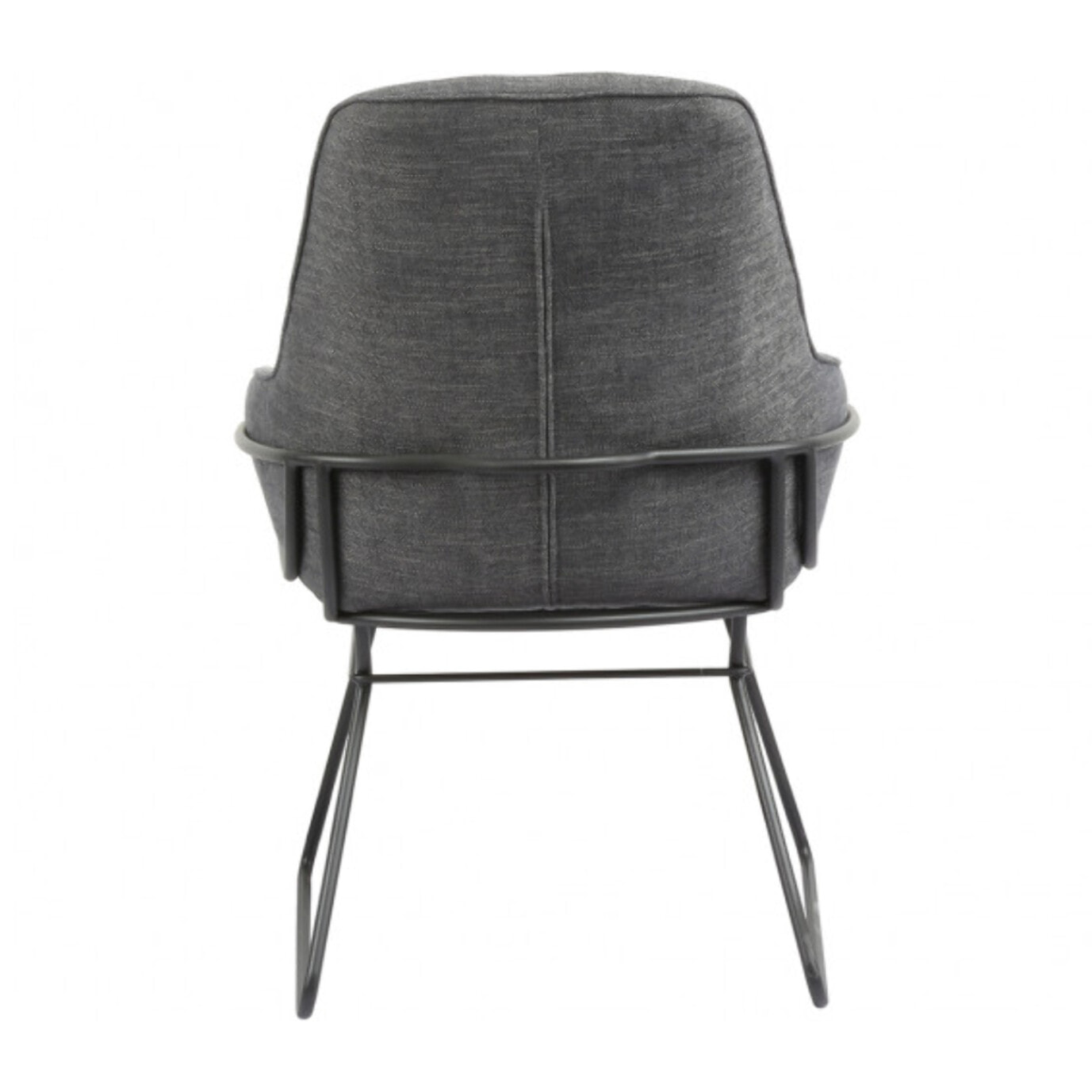 Fauteuil tissu gris avec accoudoirs et pieds luge métal noir - OSLO