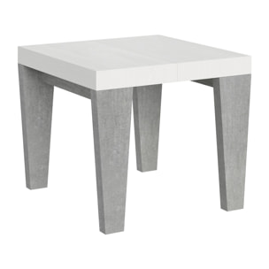 Table Spimbo Mix Extensible dessus Frêne Blanc structure Ciment 90x90 Allongée 246