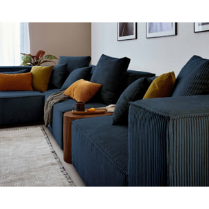 Colombine - canapé modulable d'angle gauche - 6 places - en velours côtelé - Bleu nuit