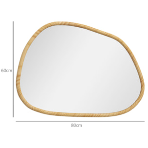 Miroir mural décoratif forme organique dim. 80L x 60H cm cadre bois de pin verni