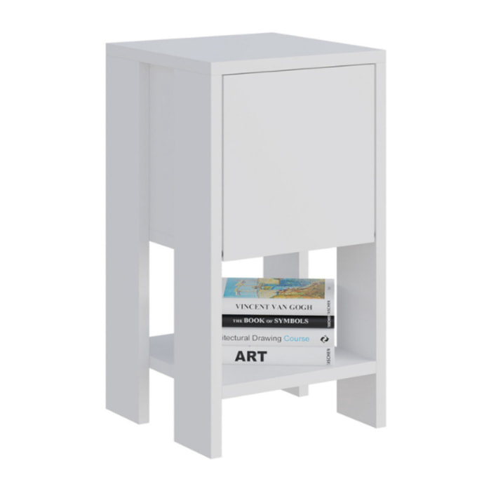Table de chevet blanche avec porte abattante ABOMEY