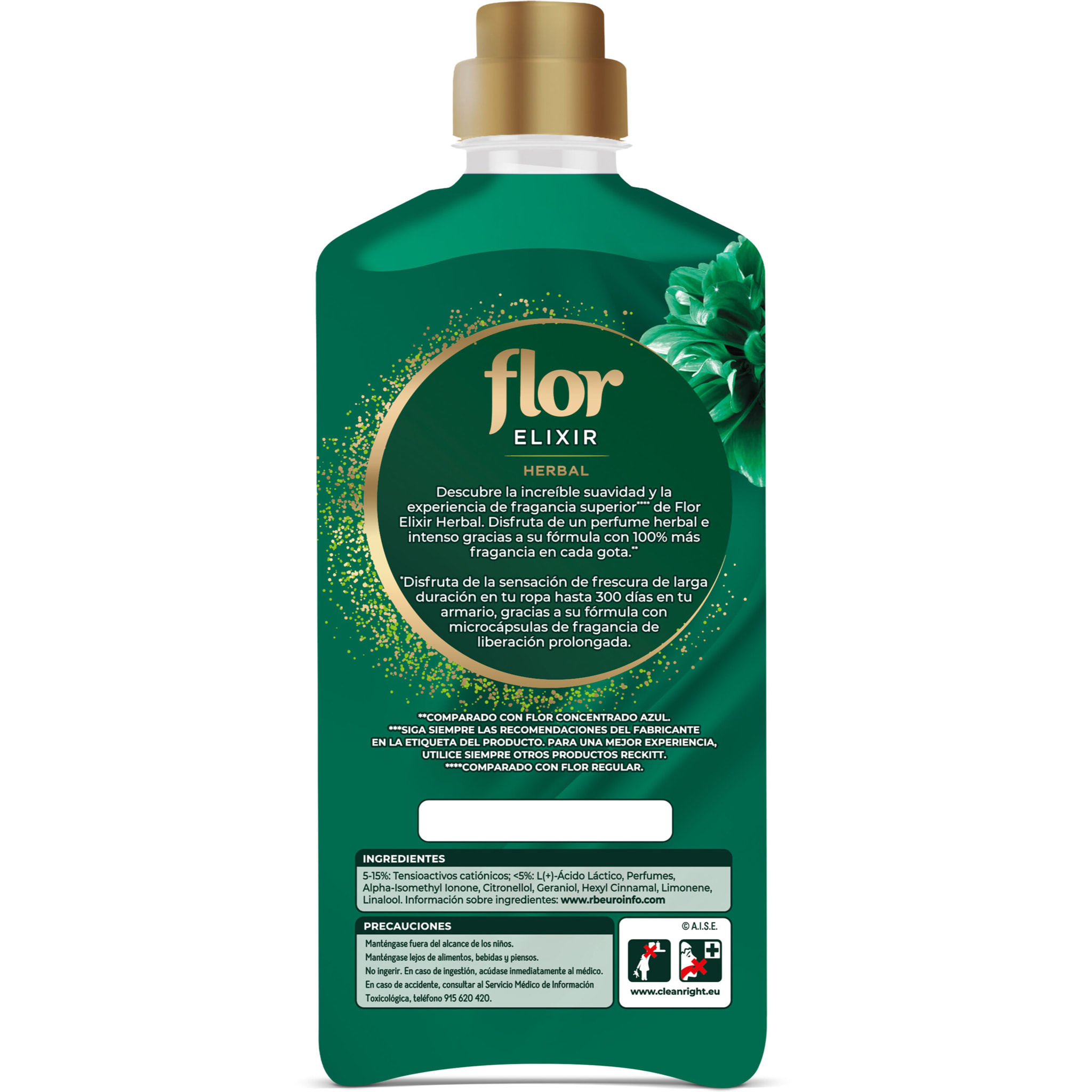 Flor Elixir - Suavizante para la ropa concentrado, aroma herbal - 126 lavados (2 botellas x 63 dosis)