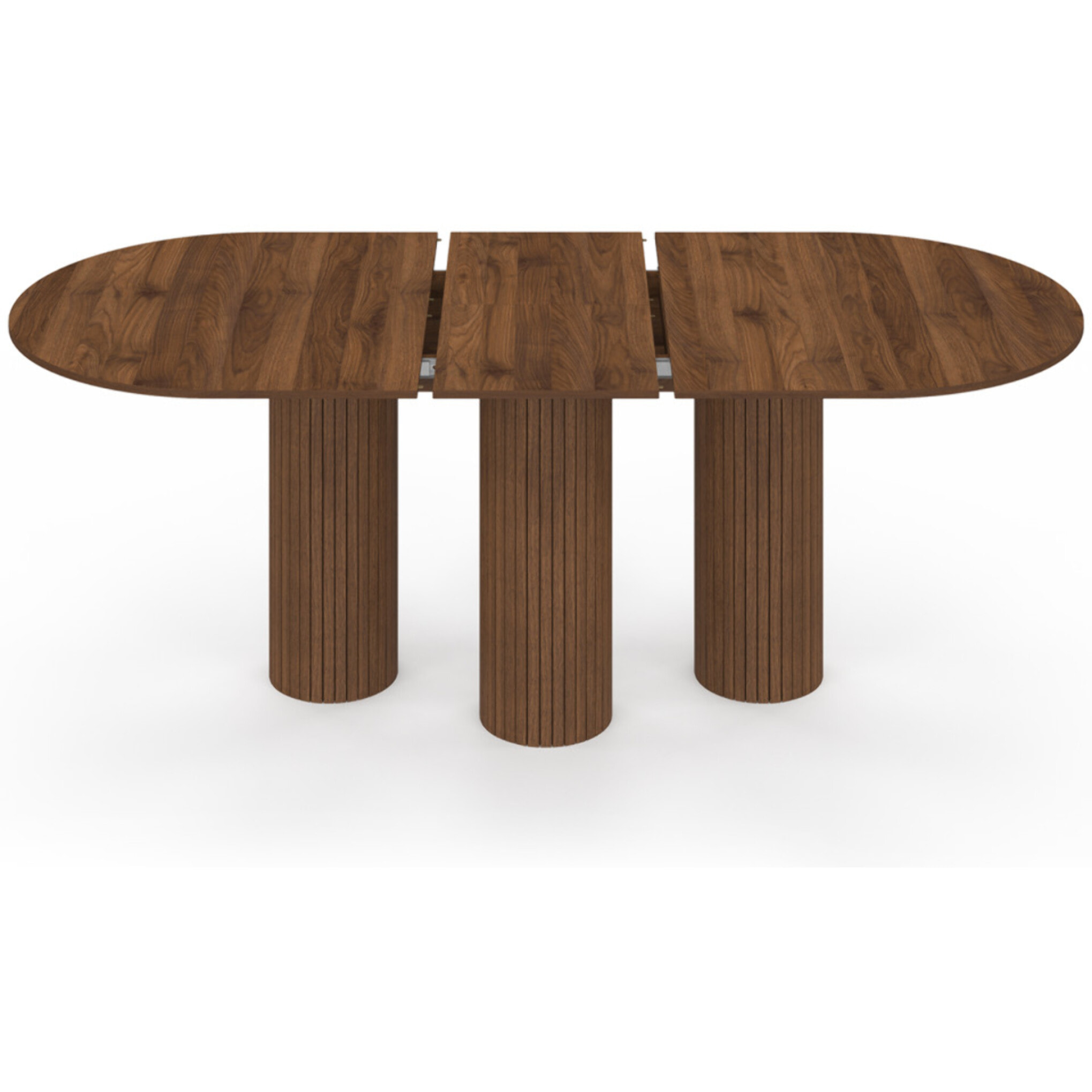 Table à manger extensible Albane 160-200cm 3 pieds pylône effet noyer