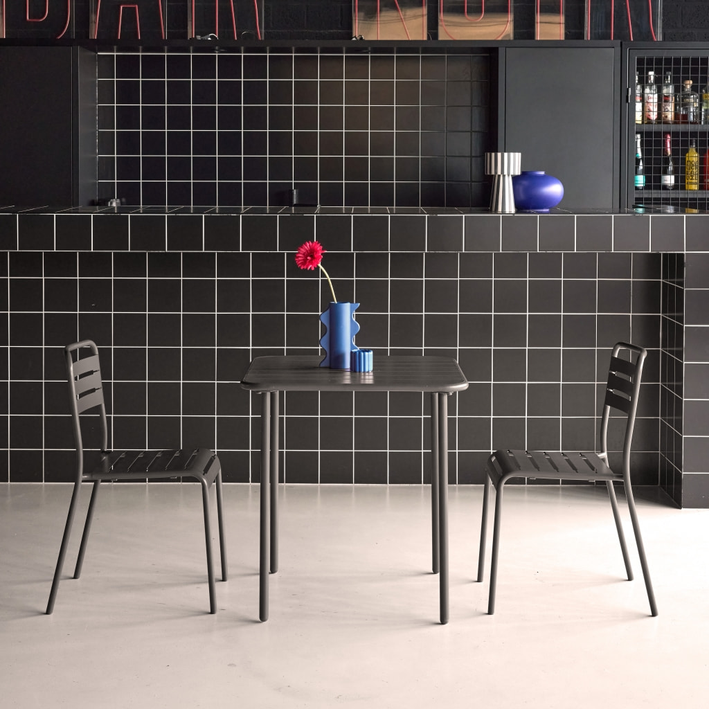 Table de jardin métal + 2 assises AMÉLIA