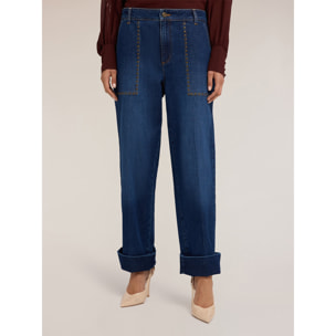 Motivi - Jeans con vuelta y tachuelas - Azul