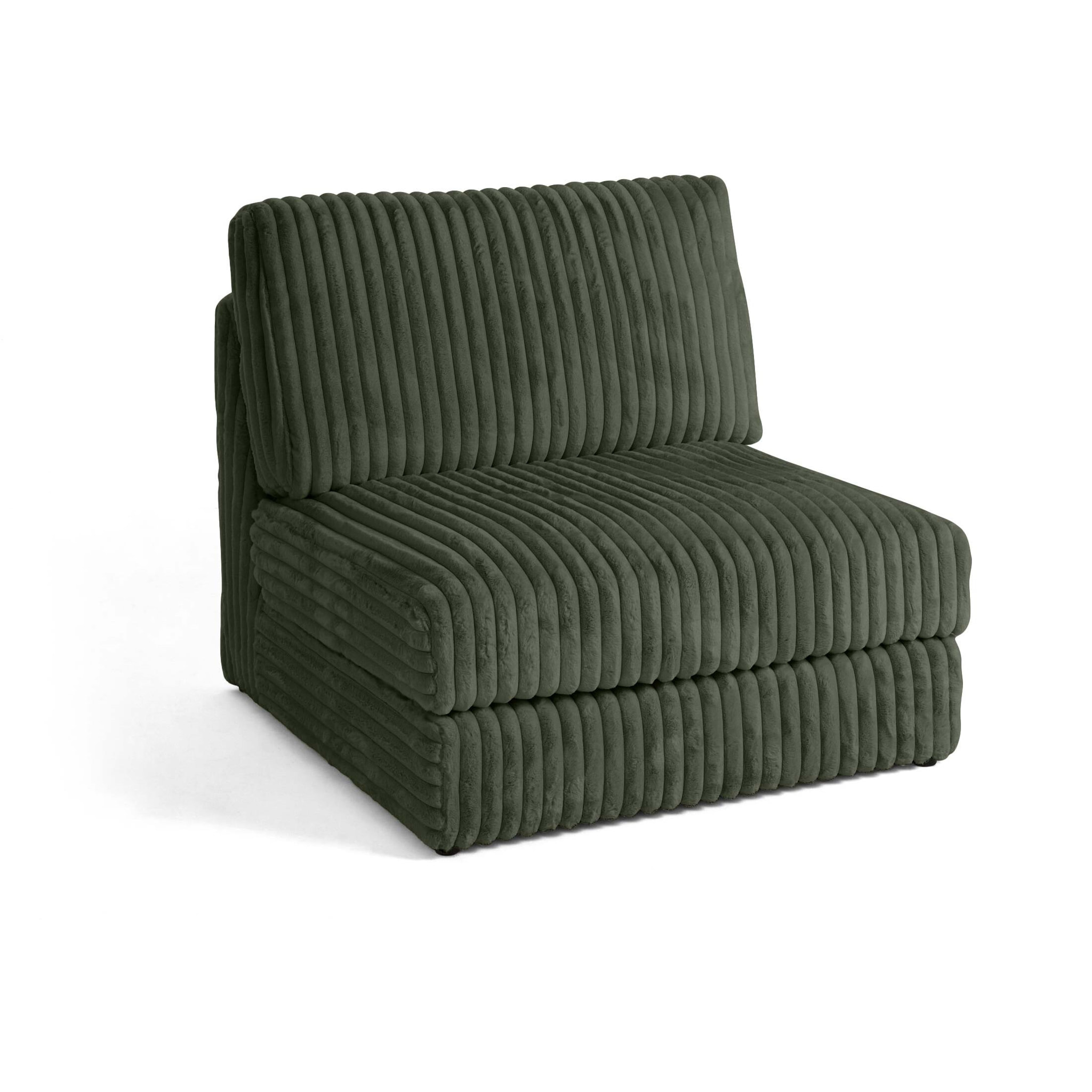 Jasper - module d'assise sans accoudoirs - en fausse fourrure côtelée - Vert