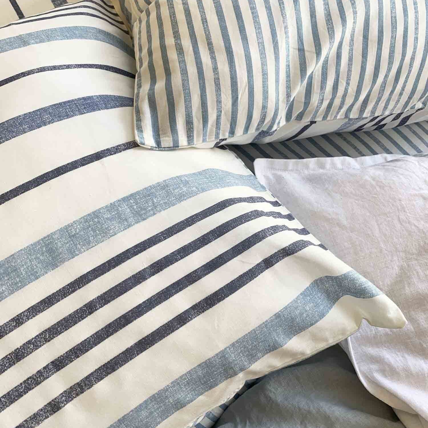 Parure housse de couette imprimé 100% coton - calanque - blanc