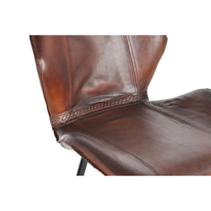 Taburete de Piel de Vacuno 49 Cm Estilo Industrial