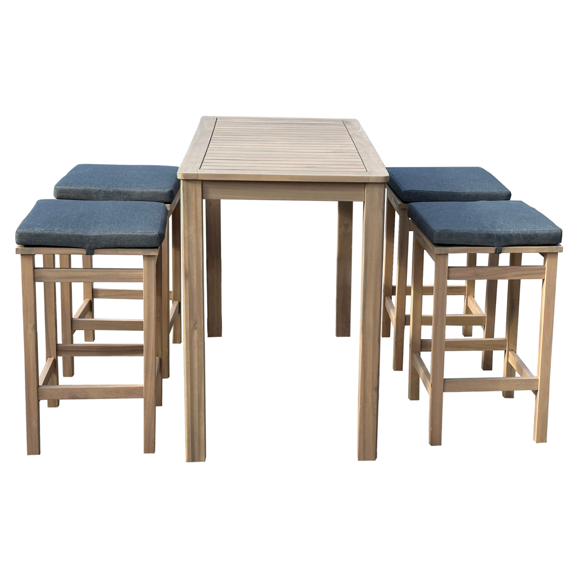 Mange debout ARUBA en acacia massif 4 places - coussins gris