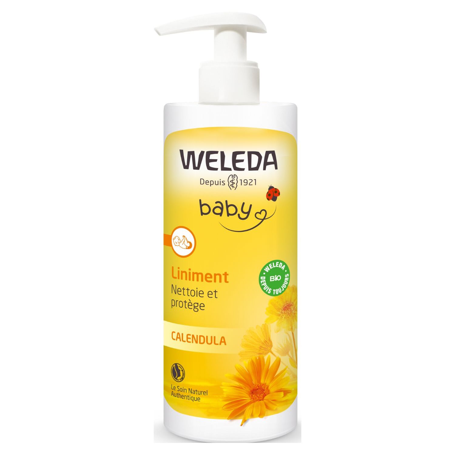 WELEDA - DUO Liniment + Crème pour le change Calendula - Nettoyant - pour Bébé - Certifié Natrue ** - Facon 400ml et Tube 75 ml