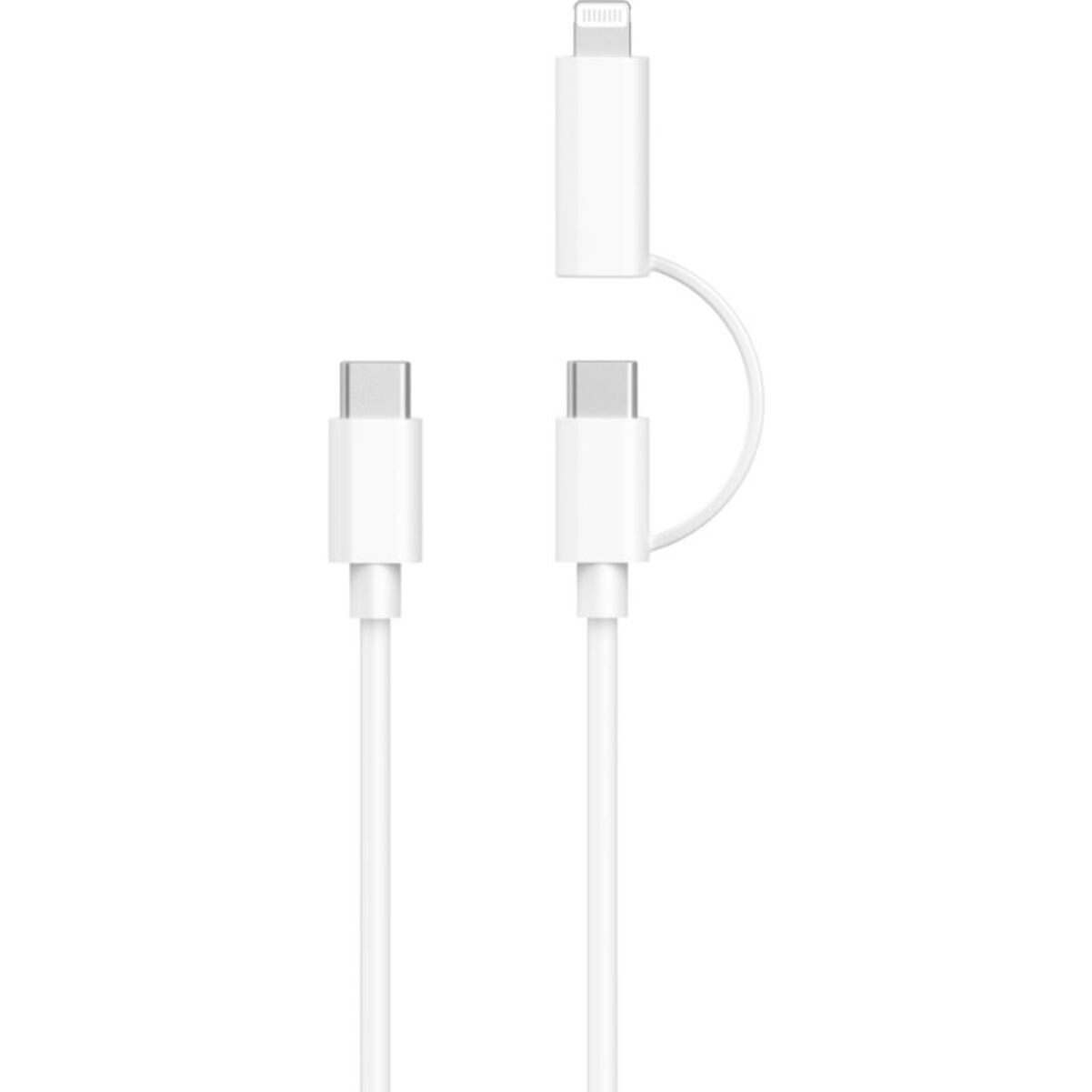 Câble Lightning ESSENTIELB 2 en 1 vers USB-C /Lightning MFI Blanc