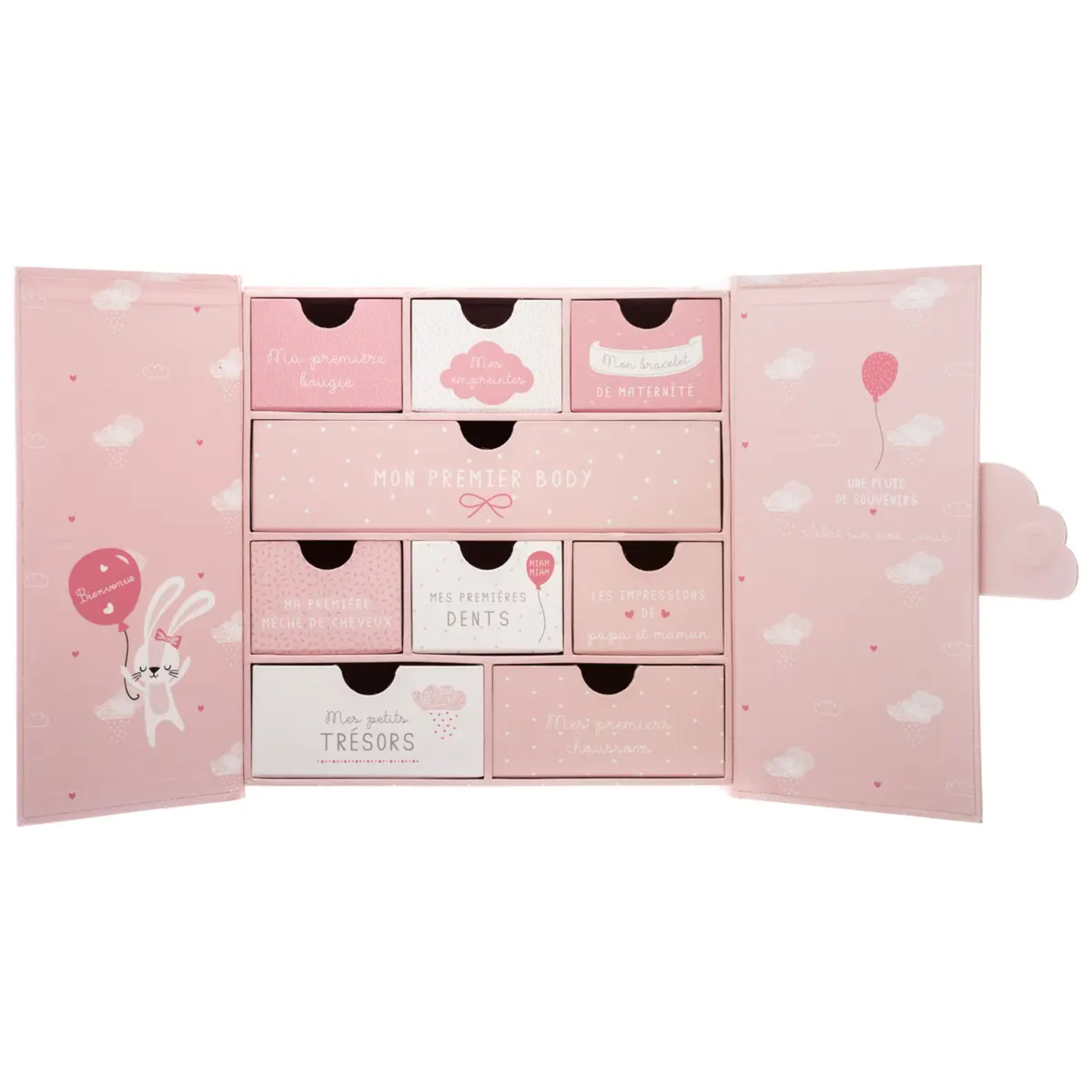Coffret de naissance souvenirs nuage 9 tiroirs PPR