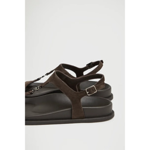 Sandalo bio Amara marrone con fibbie e logo Polo Club