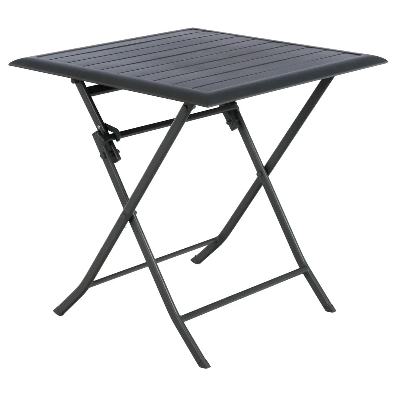 Table de jardin pliante carrée "Azua" graphite 2 places en aluminium traité époxy