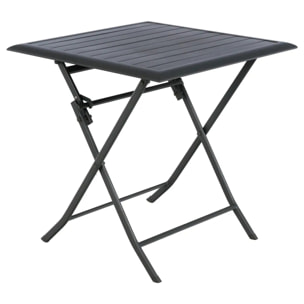Table de jardin pliante carrée "Azua" graphite 2 places en aluminium traité époxy