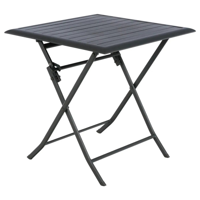 Table de jardin pliante carrée "Azua" graphite 2 places en aluminium traité époxy
