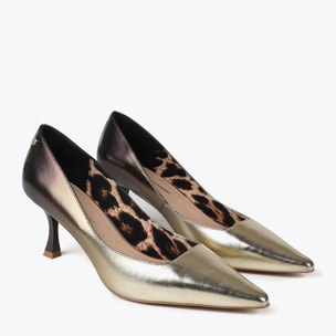 Scarpa con Tacco Effetto Sfumato Metallico e Fodera Stampata