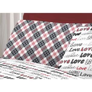 Completo Lenzuola 100% Cotone Love Love Rosso