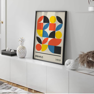 Affiche encadrée bauhaus composition géométrique Affiche + cadre en métal - Noir