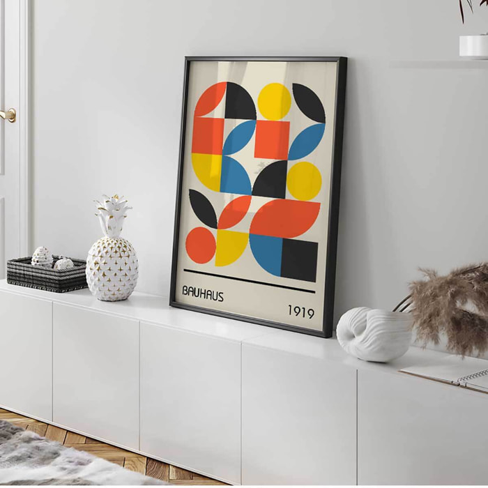 Affiche encadrée bauhaus composition géométrique Affiche + cadre en métal - Noir